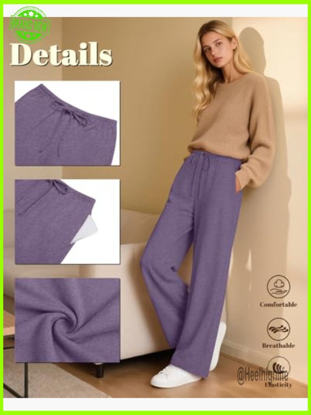 4 Pack Women's Wide Leg Lounge Pants Drawstring Sweatpants Pockets Comfy - Picture 2 of 7